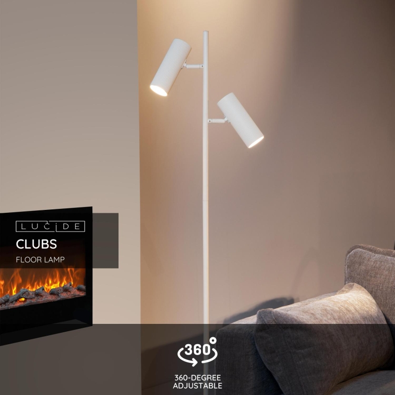 Lucide CLUBS - Stojacia lampa - 2xGU10 - Biela
